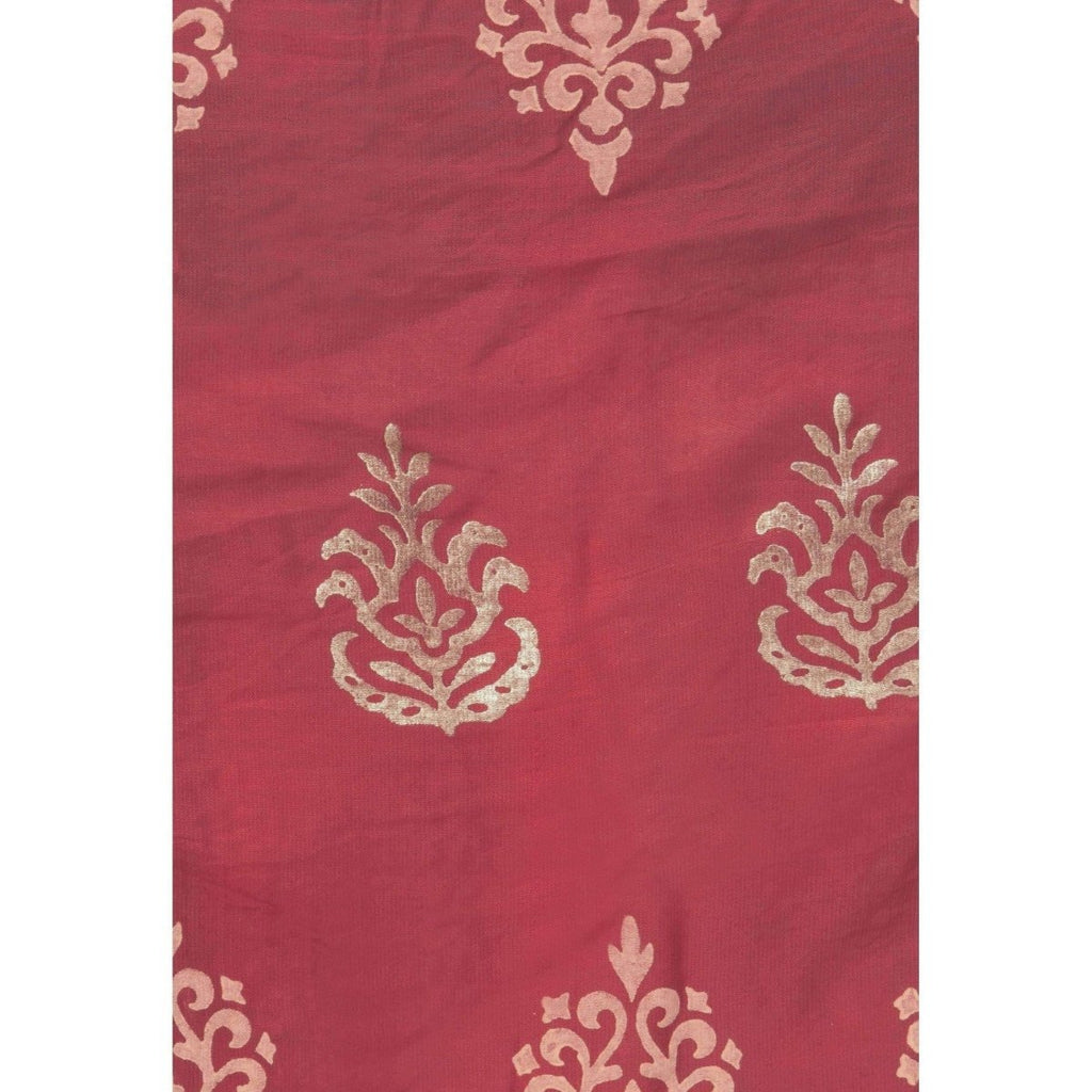 A R SILK Mehroon Color Chanderi gold print Chanderi cotton Dupattas & Chunnis