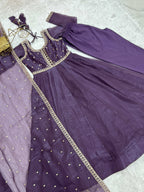 Evanik Lavender Crunchy Silk With Embroidered Zari Dori Work Anarkali Set - Distacart