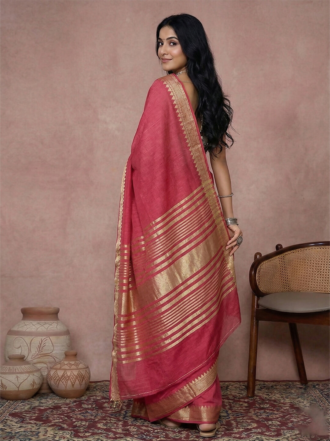 Shree Shyam Fashion Maroon Cotton Saree - Distacart