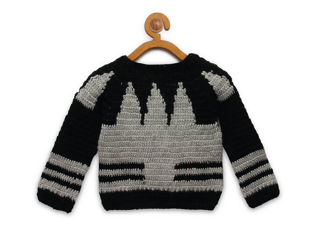 Chutput Kids Grey Coloured Solid Pullover with Mouse Cartoon