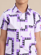 Snakes and Ladders Boys Purple Table Print Shirt from Siblings Collection
