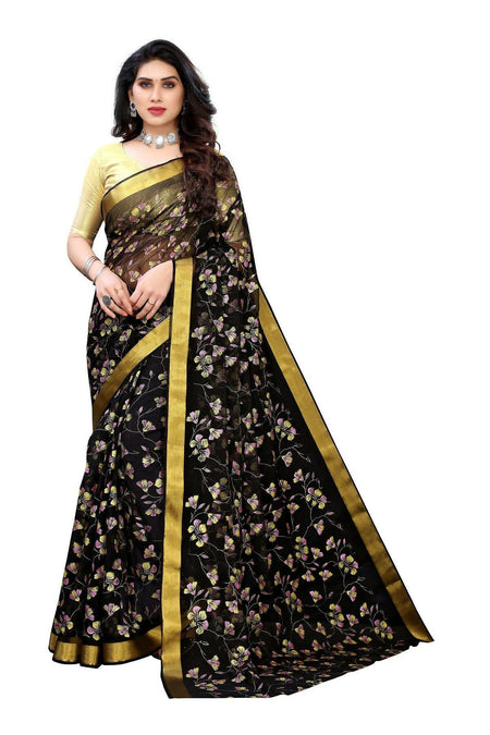 Vamika Black Printed Chiffon Saree (UJALA BLACK)