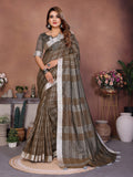 Anaita Chocolate Weaving Linen Cotton Saree With Blouse - Distacart