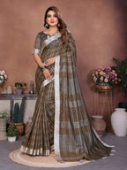 Anaita Chocolate Weaving Linen Cotton Saree With Blouse - Distacart
