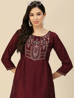 Wine Chinon Floral Embroidered Top - Zeny