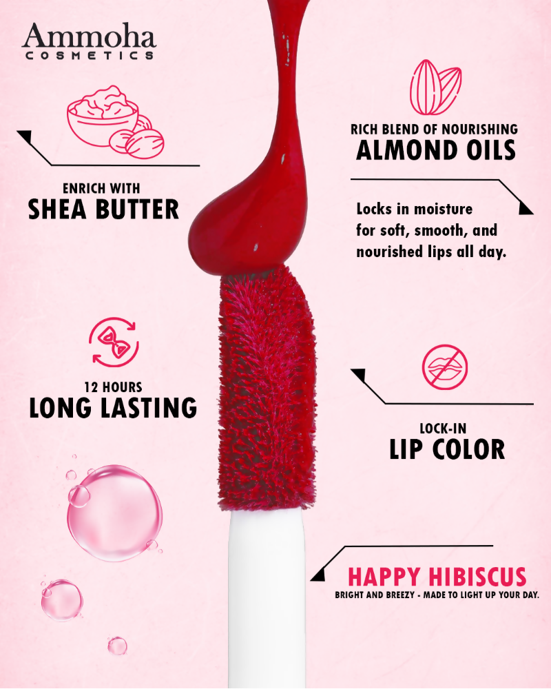 Ammoha Cosmetics Long-Lasting, Matte-Finished Happy Hibiscus Color Liquid Lipstick