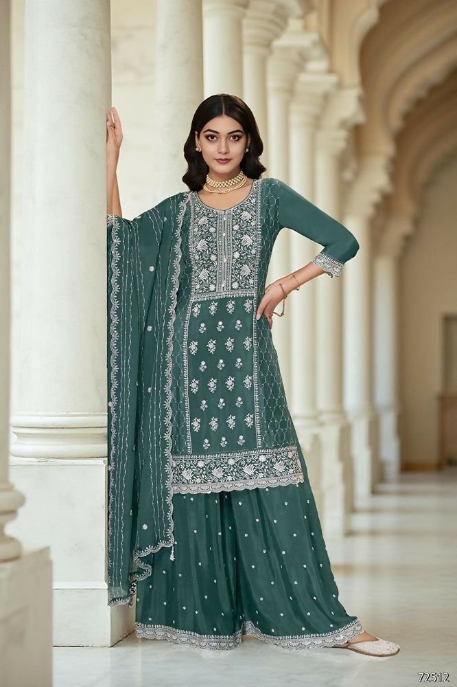 Ethnic Festive Wear Premium Chinon Fabric Rama Stitched Suit With Dupatta-Zeeya