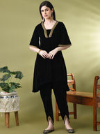 Sangria Embellished A-Line Kurta & Dhoti Pant With Dupatta