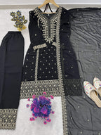 Teeya Creation Black Color Faux Georgette Embroidery Work Party Wear Salwar Suit - Distacart