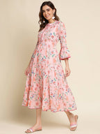 Pink Cotton Floral Printed Dress - Nandani - Distacart