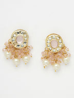 NVR Women Gold-Polished Kundan-Studded & Beaded Jewellery Set Necklace and Earrings