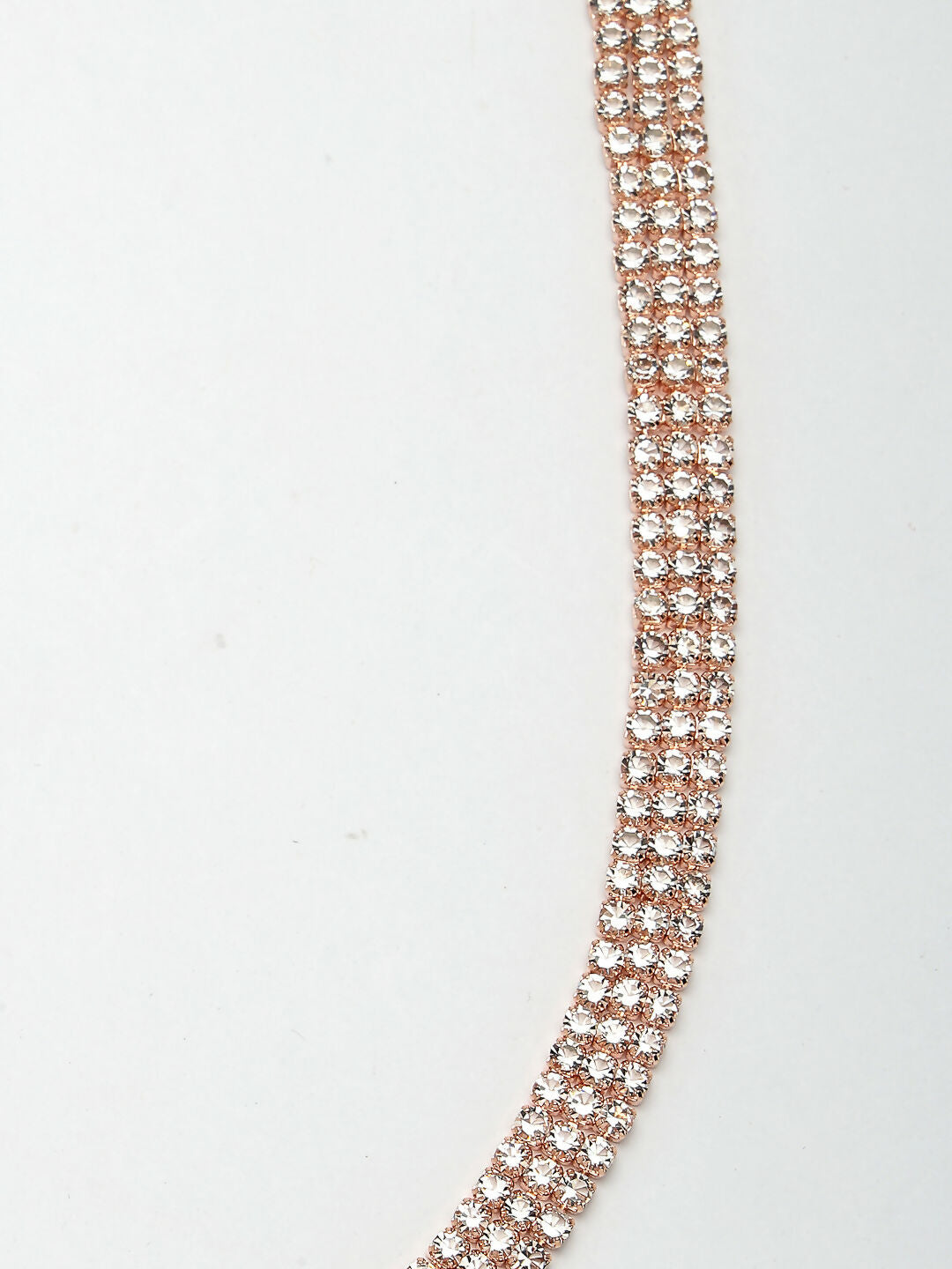 NVR Women's Rose Gold-Polished AD-Studded 3 Layered Kamarbandh Waist Chain