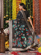 Shree Shyam Fashion Linen Cotton Black Saree - Distacart