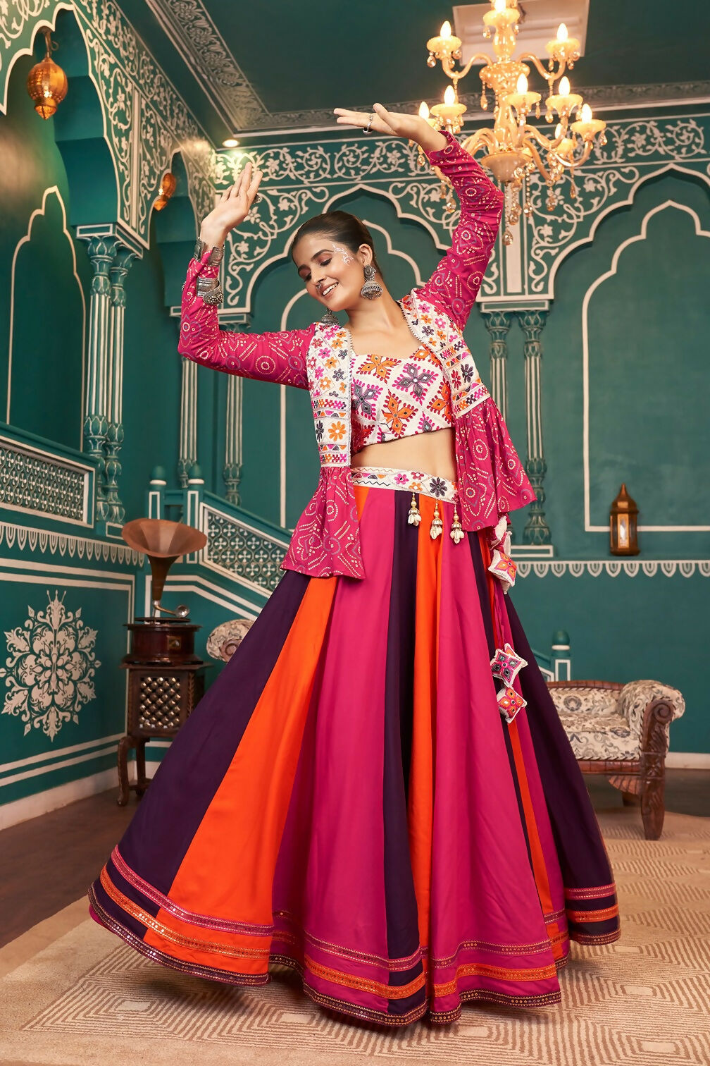 AI Fashion Multi Color Viscose Rayon Designer Navratri Lehenga Choli Collection