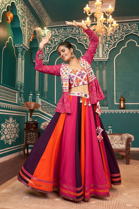 AI Fashion Multi Color Viscose Rayon Designer Navratri Lehenga Choli Collection