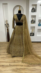 Jyoti Fashion Women's Beige Kasturi Silk Georgette Sequins with Dori Embroidered Designer Lehenga Choli Set