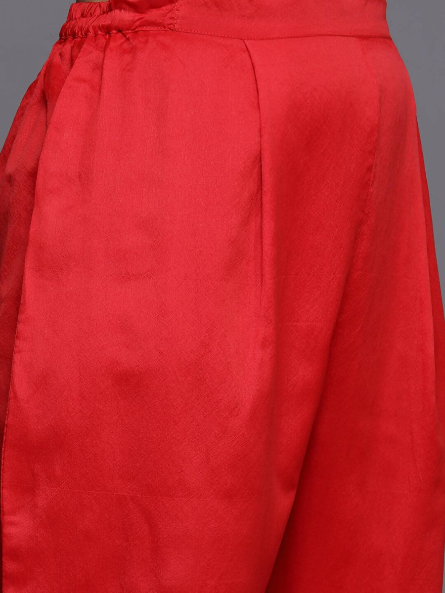 Ahalyaa Women Red Ethnic Motifs Kurta with Trousers - Distacart