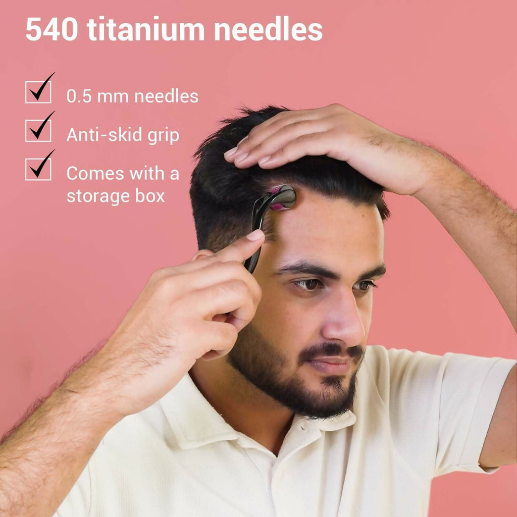 Sotrue Derma Roller For Hair Growth 0.5 mm with 540 Stainless Steel Needles - Repairs Damaged Hair, Activates Hair Follicles