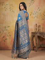 Shree Shyam Fashion Sky Blue Silk Blend Saree - Distacart