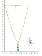 Ruby Raang Kundan and Green Stone Necklace with Studs
