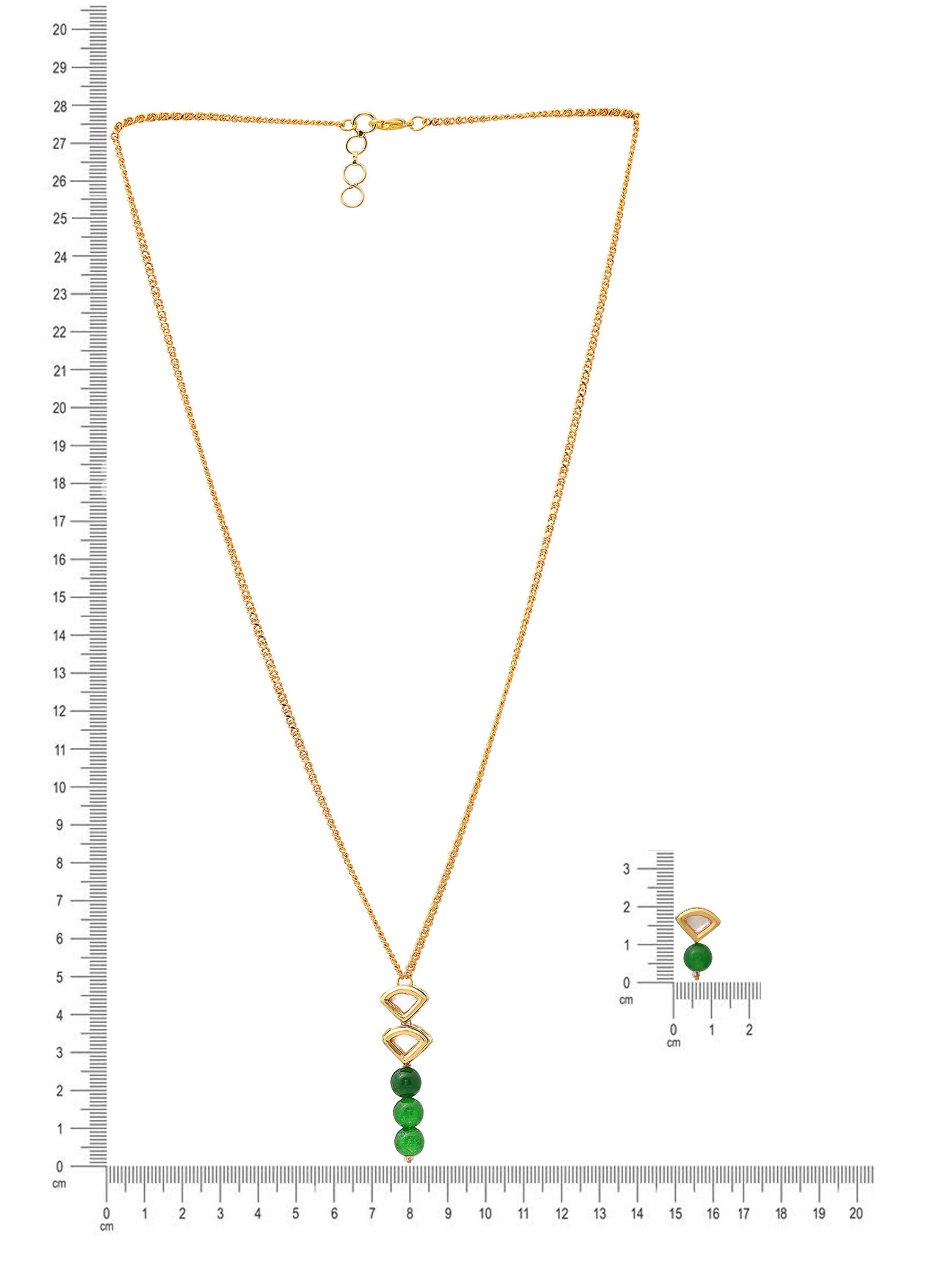 Ruby Raang Kundan and Green Stone Necklace with Studs