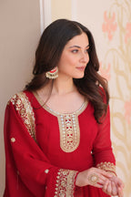 Joban Fashion Maroon Georgette Sequence Embroidery Work Kurta Set - Distacart