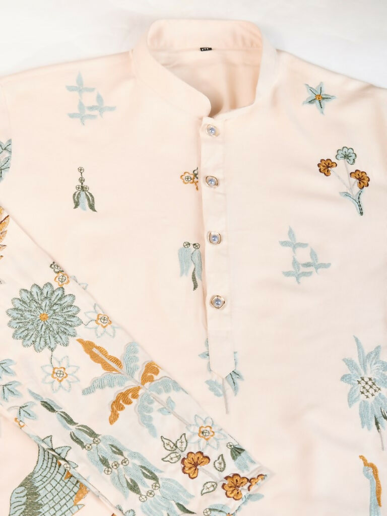 Vastranavya Exclusive Wedding Wear Viscose Rayon Thread Embroidered Work Kurta