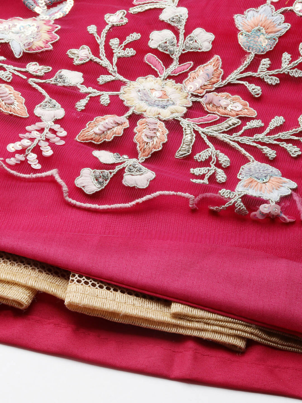 House of Panchhi Rose Tone Shadding Net Sequinse Work Lehenga & Blouse, Dupatta