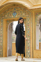 Juniper Black Rayon Festive Printed Straight Kurta For Women - Distacart