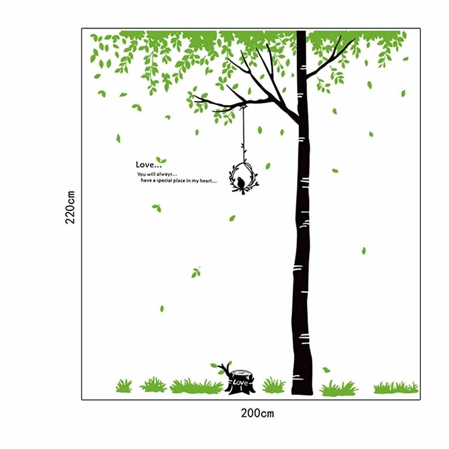 StylishWalls PVC Vinyl Self-Adhesive Calm Green Trees Nature Wall Stickers for Bedroom (Large, 220 x 200 cm)