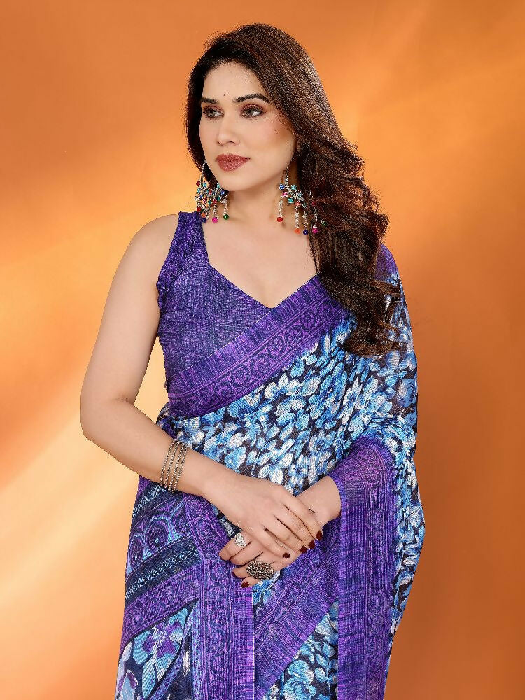 PR Fashion Jamun Kota Doria Printed Saree
