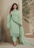 Anaita Green Heavy Natural Crepe Stitched Suit with Embroidery & Zarkhan Work - Distacart