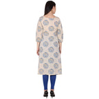 Kanoor Women's White Cotton Straight Kurti