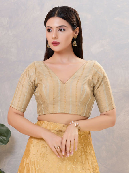 Joban Fashion Women Cotton Blend Gold Stitched Blouse