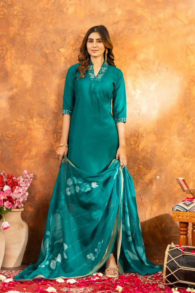 Roman Silk Daily Wear Kurta Pant With Dupatta Set by Infinity Export