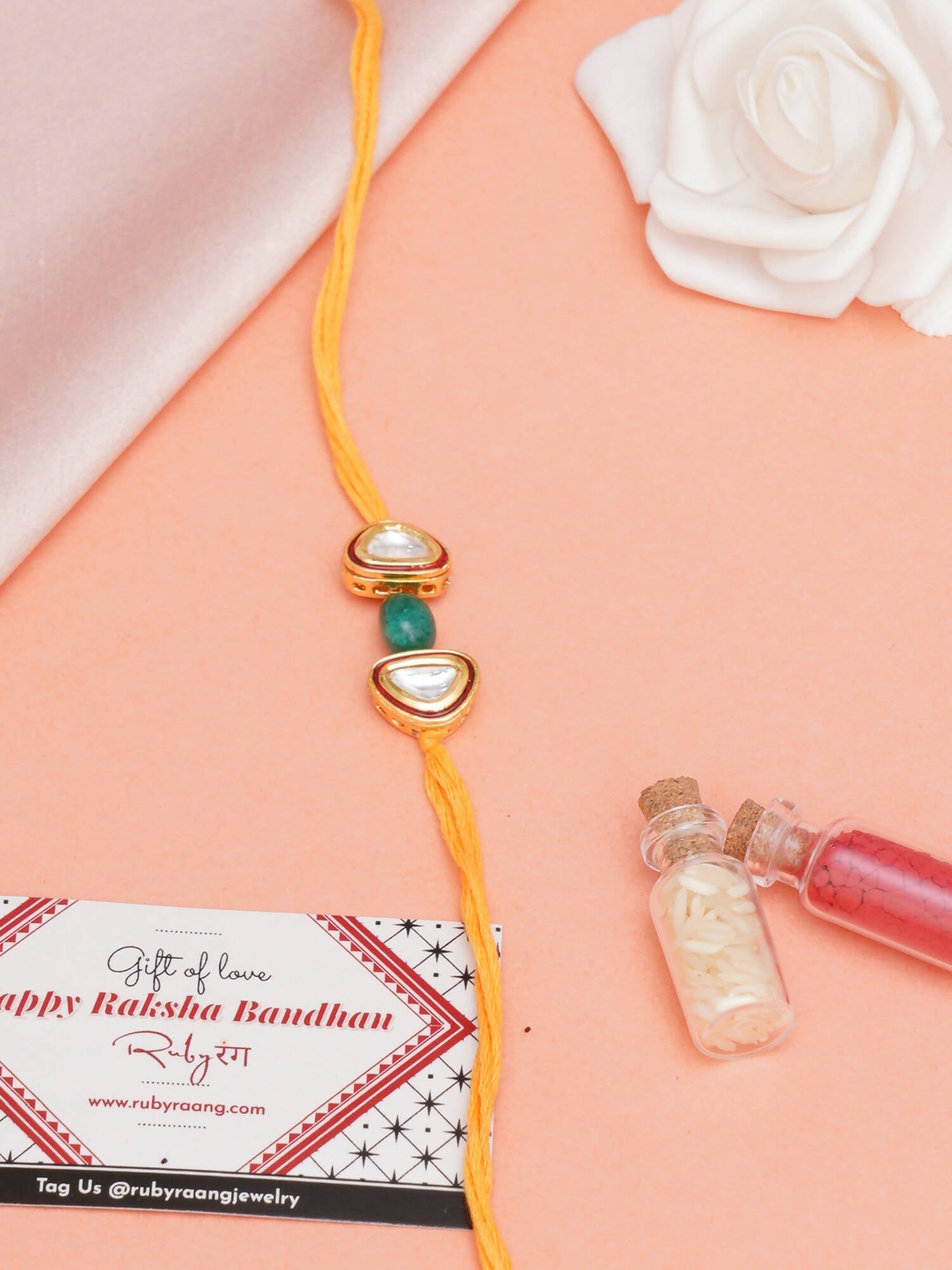 Designer kundan Rakhi - Ruby Raang - Distacart