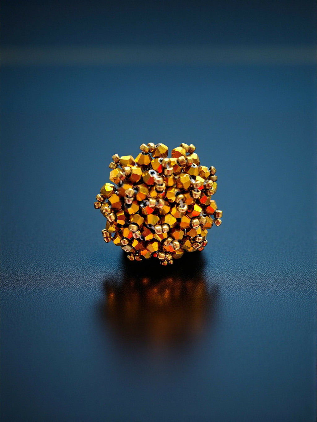 Inhanns Rang-E-Roshan Adjustable Ring – Handmade Crystal Statement Ring - Golden