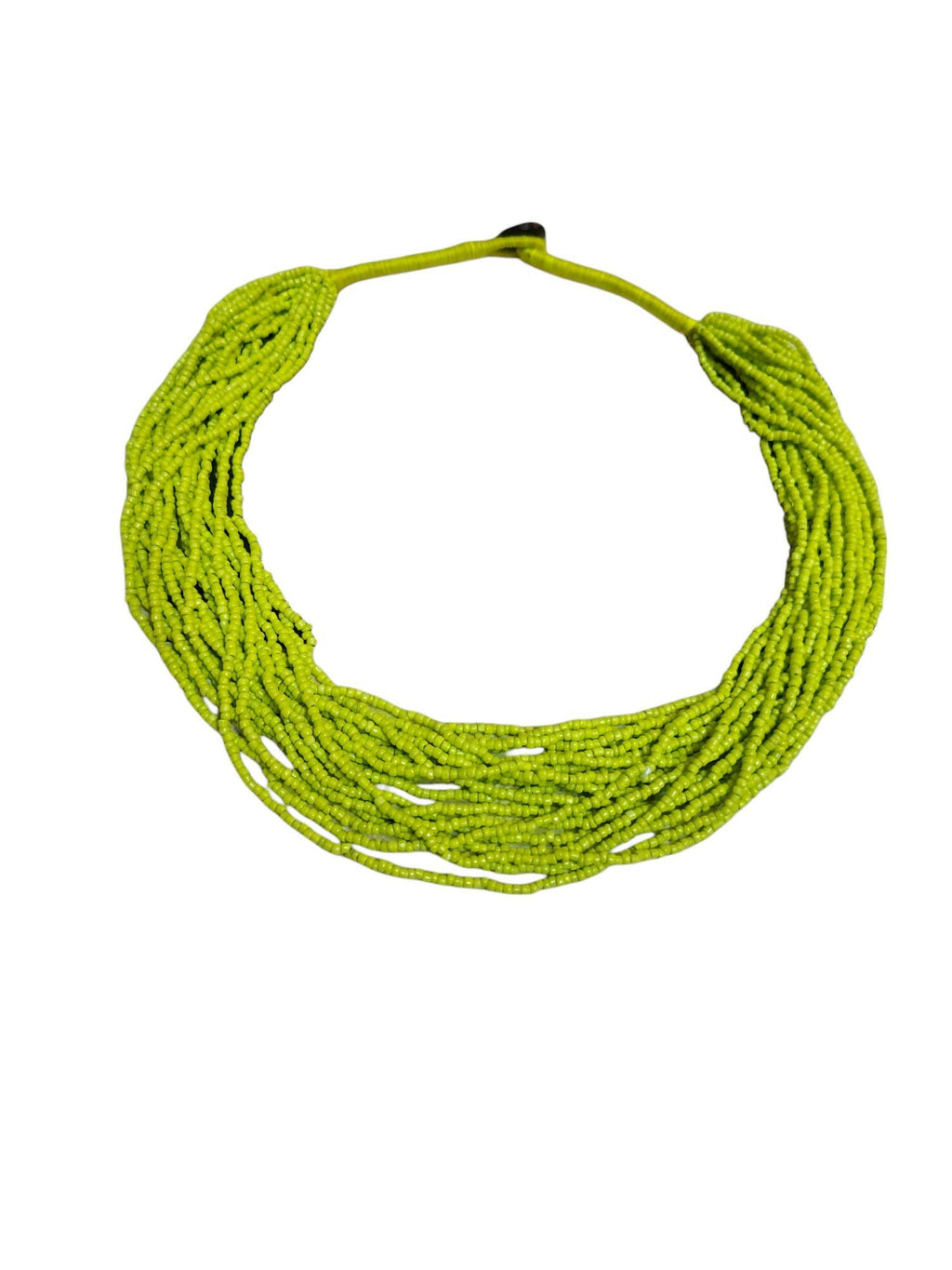 Inhanns Vibrant Handmade 20 Layers Beaded Necklace With Matching Earrings - Neon Green