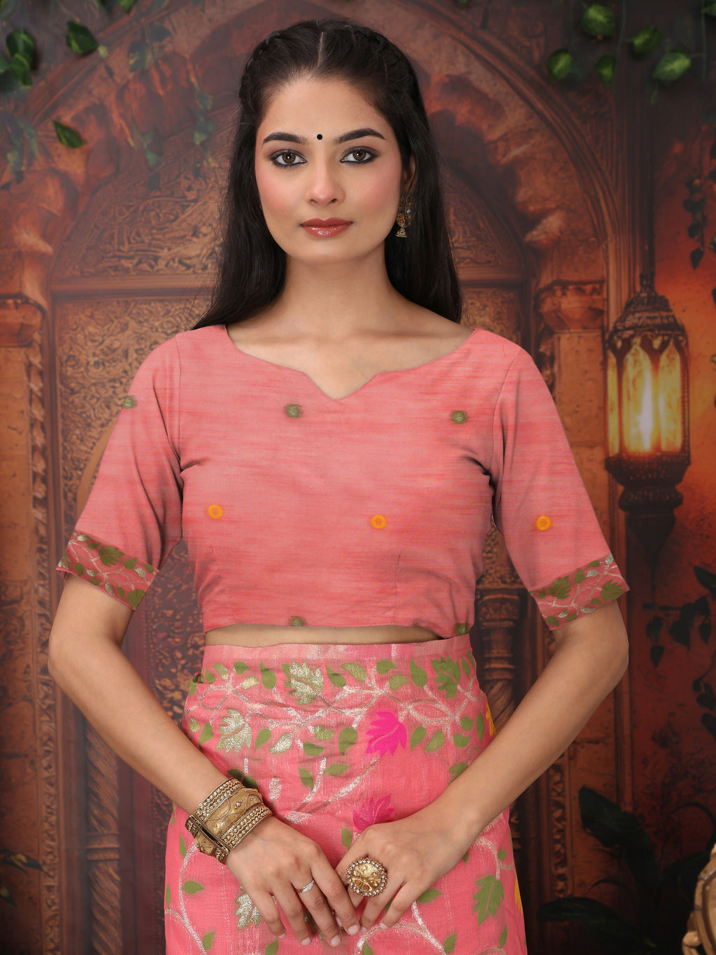 Shree Shyam Fashion Linen Cotton Pink Saree - Distacart