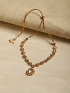 Gold Tone Kundan and Diamond Neckpiece- Ruby Raang