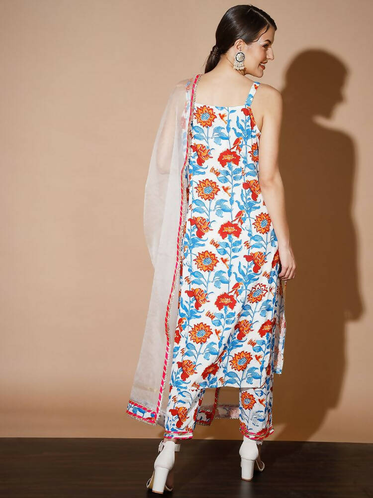 Myshka Women Multi Printed Kurta & Trousers With Dupatta - Distacart