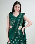 Green Georgette Sequence Embroidered Lehenga Choli with Dupatta - Tanya