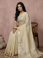 Shree Shyam Fashion Cream Cotton Saree - Distacart