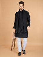 Vastranavya Black Exclusive Festival Wear Viscose Silk Thread with Sequence Embroidered Work Kurta with Dupatta