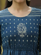 Juniper Blue Rayon Festive Printed Flared Dress For Women - Distacart