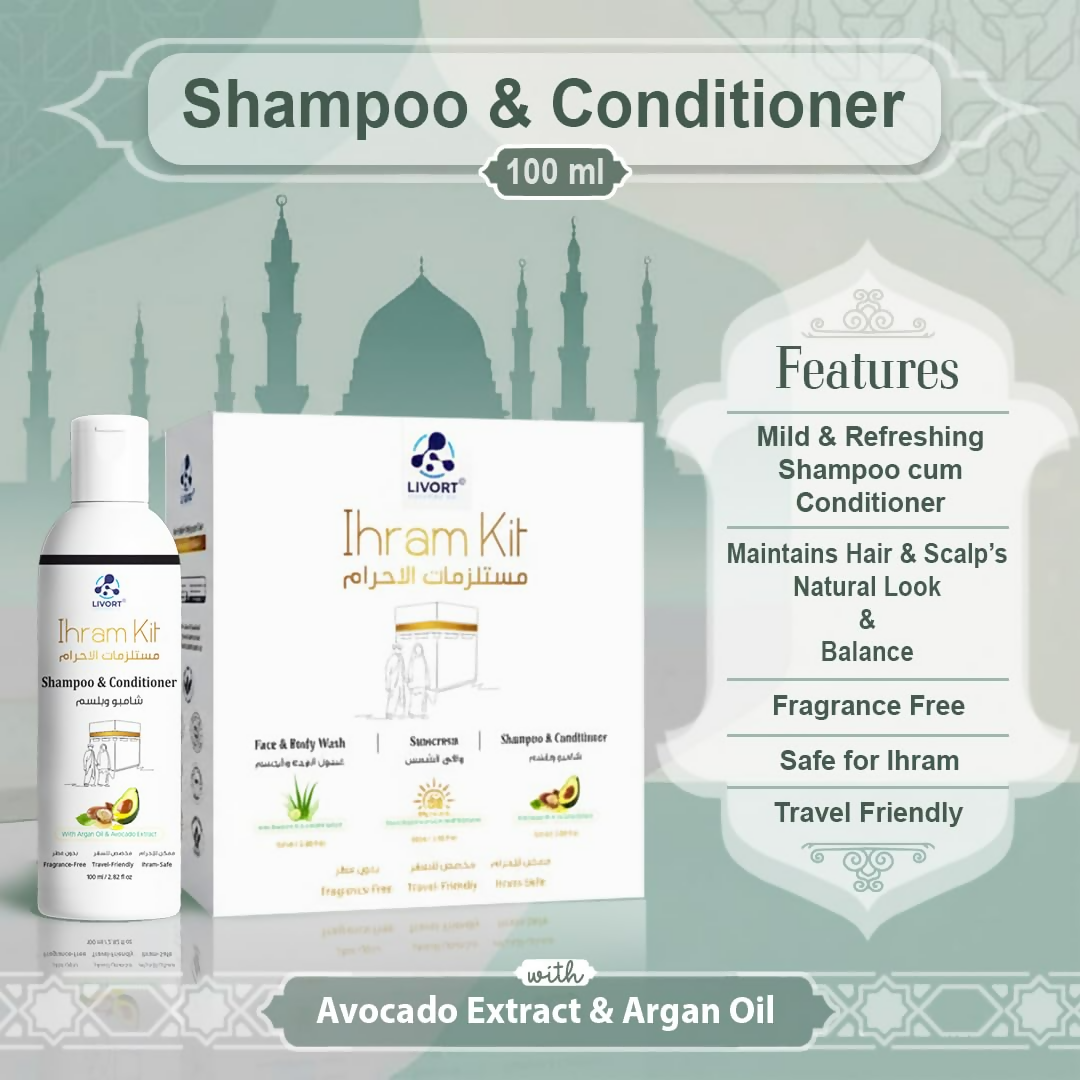 Livort Ihram Kit Hajj & Umrah Face & Body Wash Sunscreen Shampoo & Conditioner