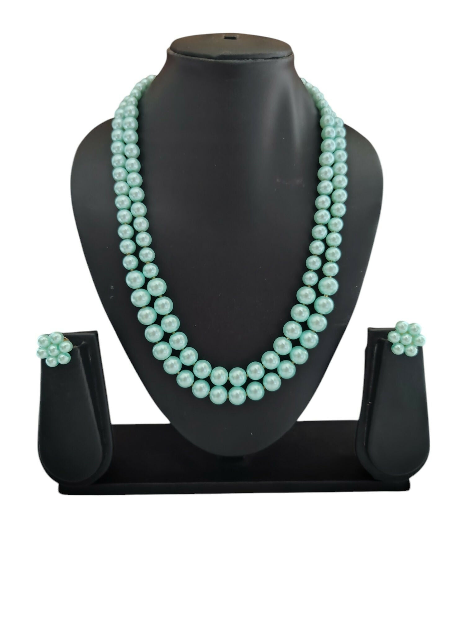 Inhanns Everyday Workwear Pearl Set (Double Layered Pearls) - Light Green