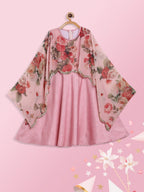 Ahalyaa Pink Poly Silk A-Line Girl's Kurta