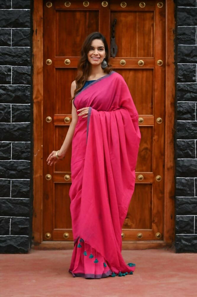 Very Much Indian Saadgi Pure Cotton Handloom Sarees With Intricate Borders - Distacart