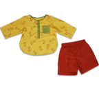 Mhyssa Ricco Full Sleeve Yellow T-shirt with Red Short Set For Kids